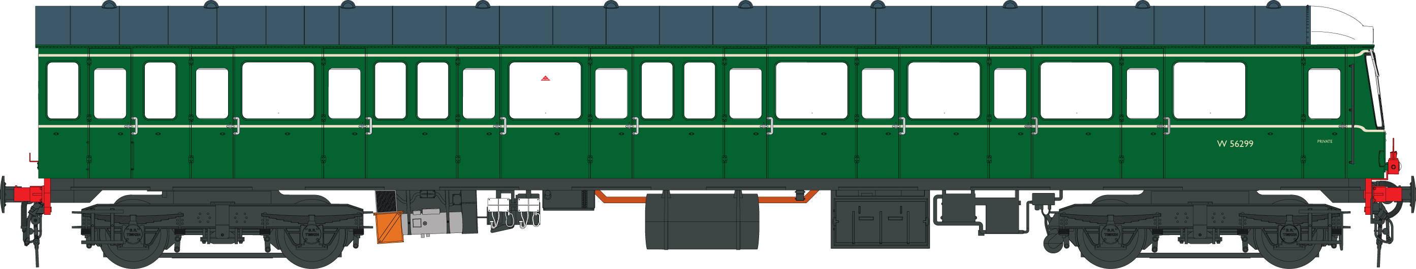 1250 Heljan Class 150 Driving Trailer BR green W56299